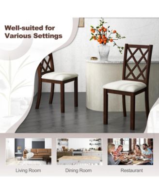 Dining Chair Set of 2 Wood Kitchen Chairs with Upholstered Seat Cushion and Rubber Wood Legs