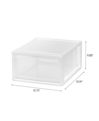 USA 30 Qt. Stackable Storage Drawer, 2 Pack, Plastic Drawer Organizer with Clear Doors for Pantry, Bedroom, Closet, Kitchen, Under-Sink, Home and Office De-Clutter, Shoes and Crafts - White