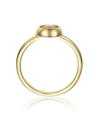 Sterling Silver 14k Gold Plated Cubic Zirconia Pave Bezel Ring