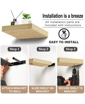  9 Inch 4 Pack Wall Mounted Floating Square Shelves -  for Bedroom, Kitchen, Living Room, Bathroom