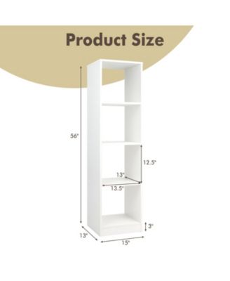 5 Tiers 4-Cube Narrow Bookshelf with 4 Anti-Tipping Kits