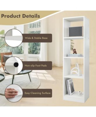 5 Tiers 4-Cube Narrow Bookshelf with 4 Anti-Tipping Kits