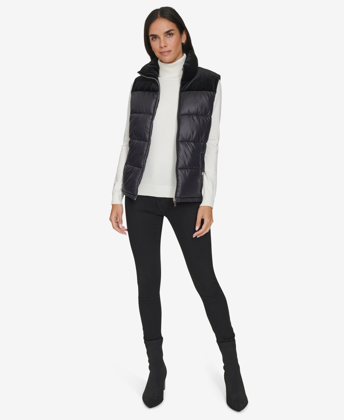 Calvin Klein Women's Velvet Trim Puffer Vest