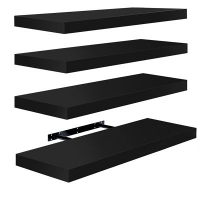 24 x 9 Inch 4 Pack Wall Mounted Floating Wood Shelves - for Bedroom, Kitchen, Living Room, Bathroom