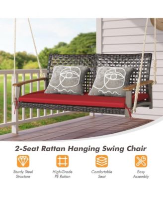 2-Person Rattan Hanging Porch Swing Chair