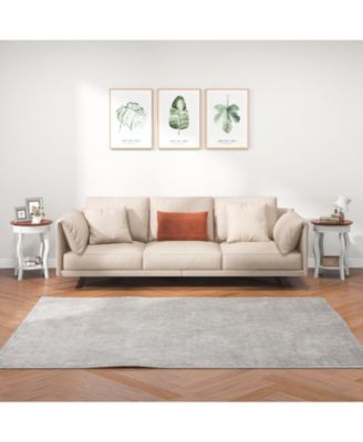 2-Tier Round End Table with Storage Shelf and Solid Rubber Wood Legs