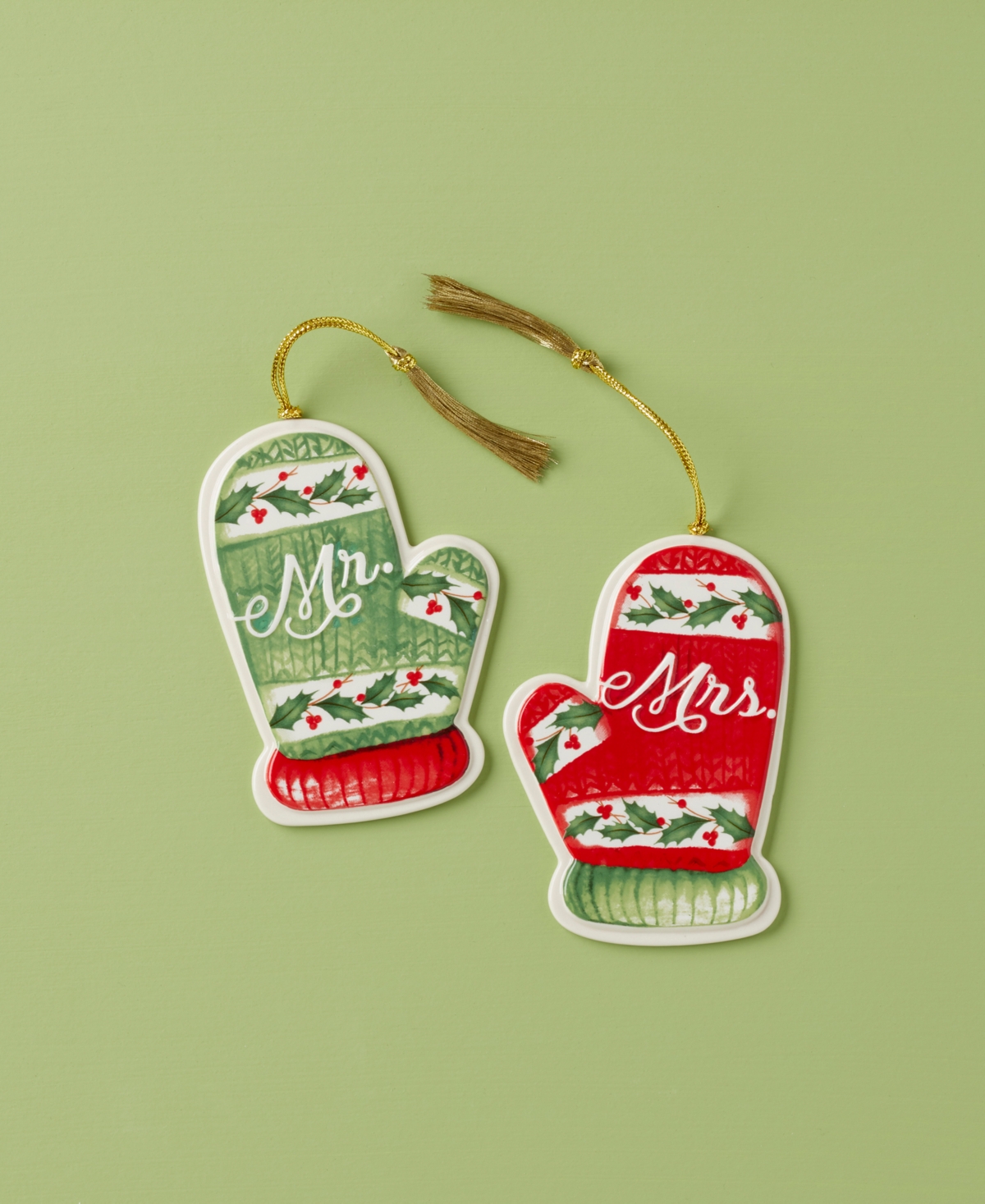 Lenox Mr. & Mrs. Mitten Ornament Set In Ivory