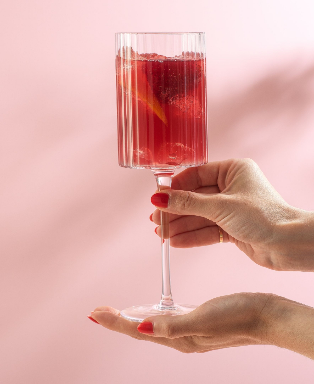 JoyJolt Elle Fluted Cylinder White Wine Glasses, Set of 2