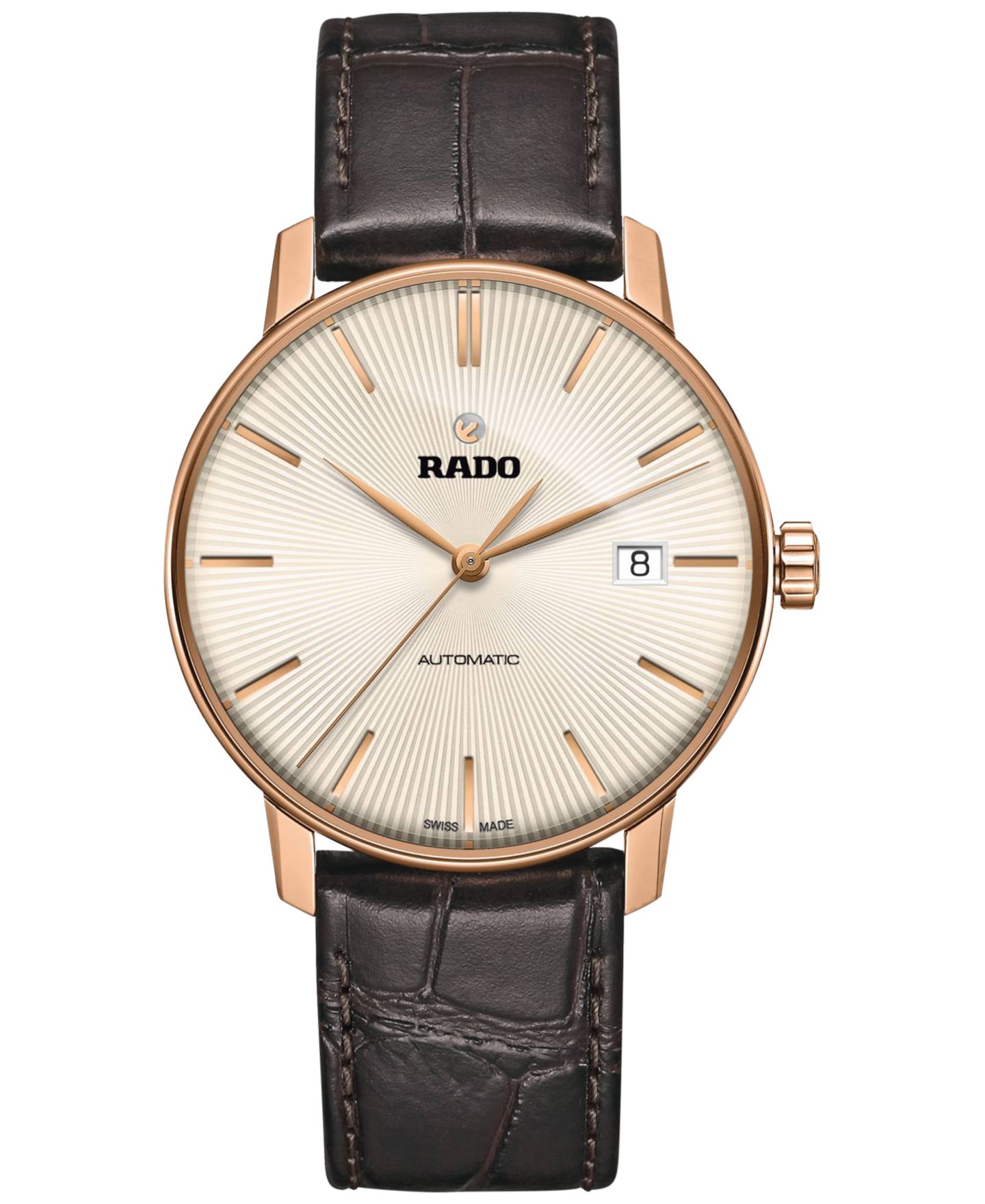 Мужские часы Rado Swiss Automatic Coupole Classic Dark Brown Leather Strap Watch 38mm R22861115 — фото 1