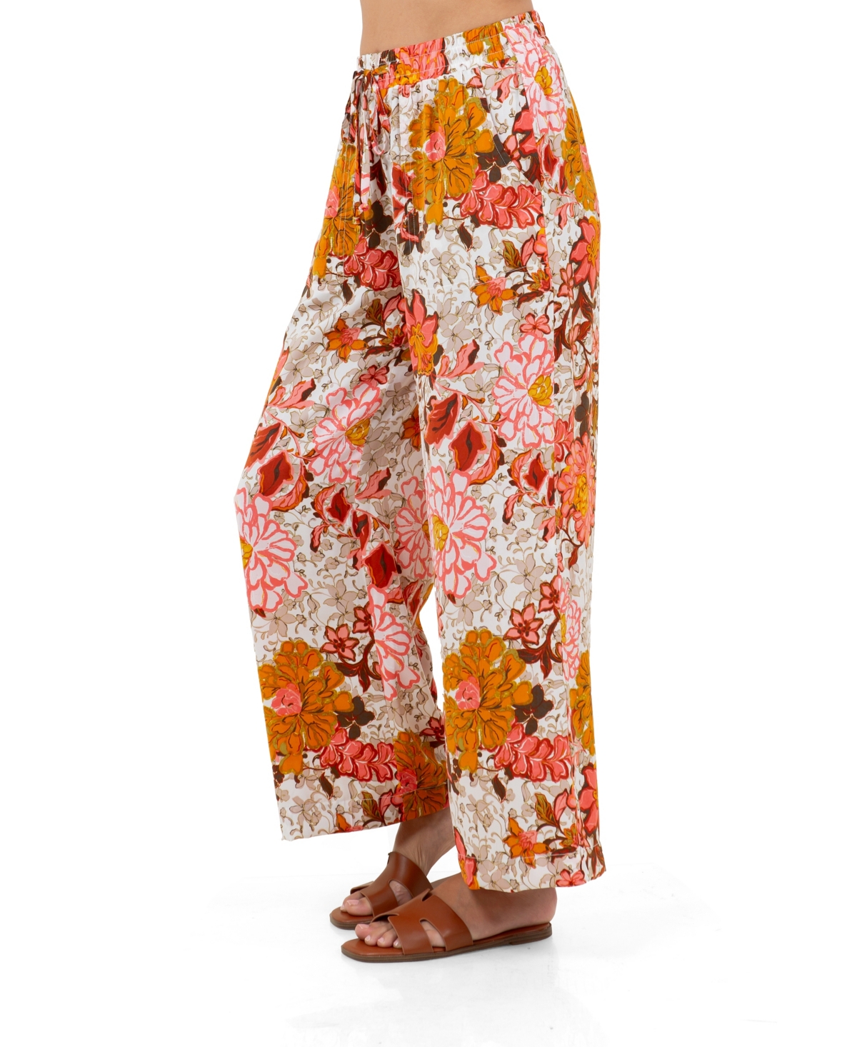 Fever Women's Print Drawstring Pant In Star Olive