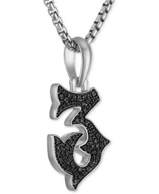 Marc Anthony Men's Black Diamond Number 3 Pendant Necklace (1/3 ct. t.w.) in Sterling Silver-Plate, 24" + 2" extender, BVP1055-WSAA