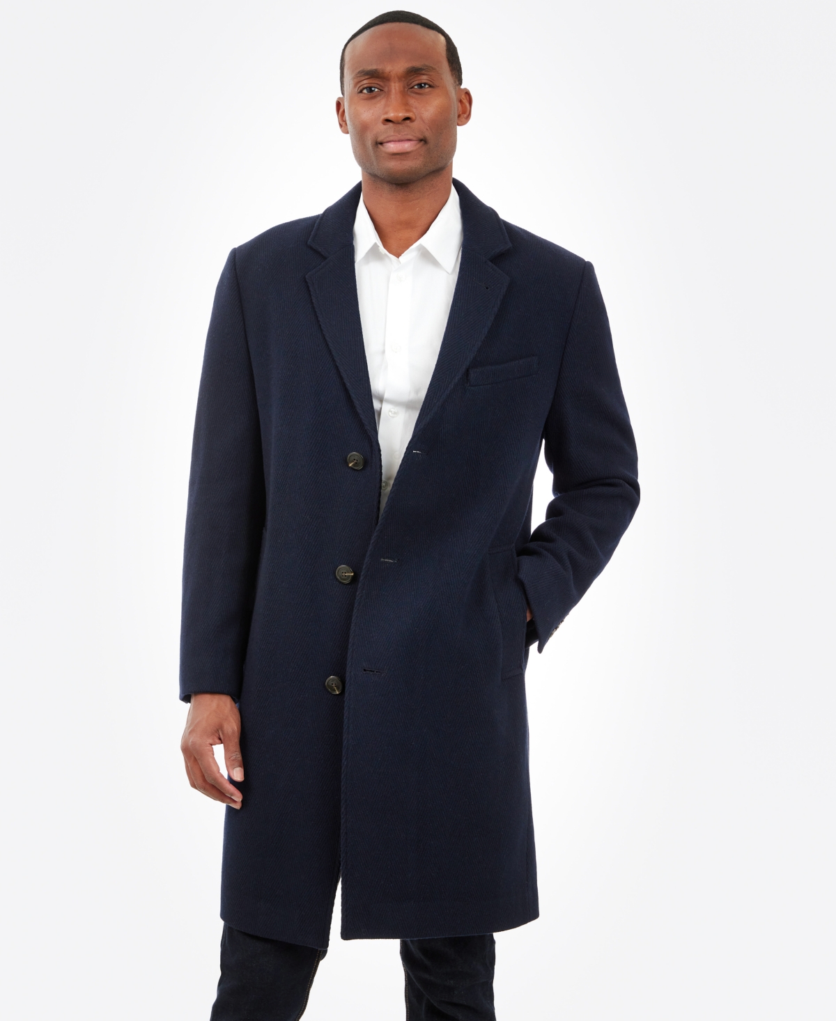 London Fog Men Signature Wool Blend Overcoat Dark Charcoal Smart Closet