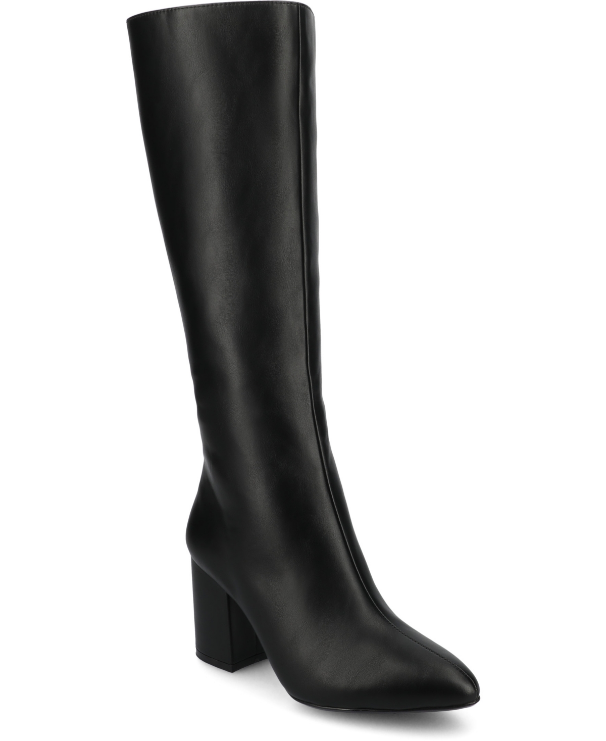 Journee Collection Journee Women's Ameylia Block Heel Knee High Boots In Black Pu