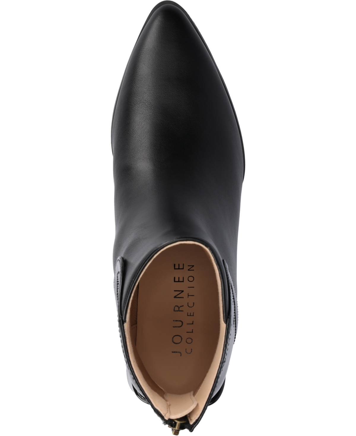 JOURNEE COLLECTION WOMEN'S CONSUELLO TWO TONE POINTED TOE BLOCK HEEL BOOTIES 