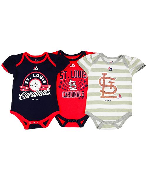 Majestic Baby Girls St Louis Cardinals 3 Piece Bodysuit Set