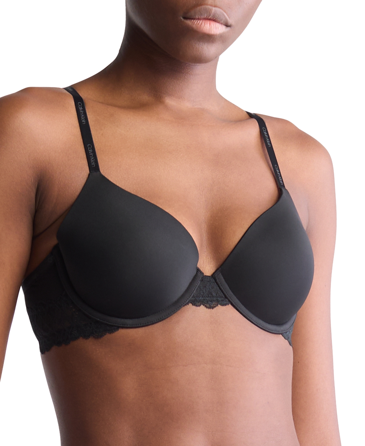 Calvin Klein Ck Seductive Comfort Branded Stretch-jersey Bra In Black