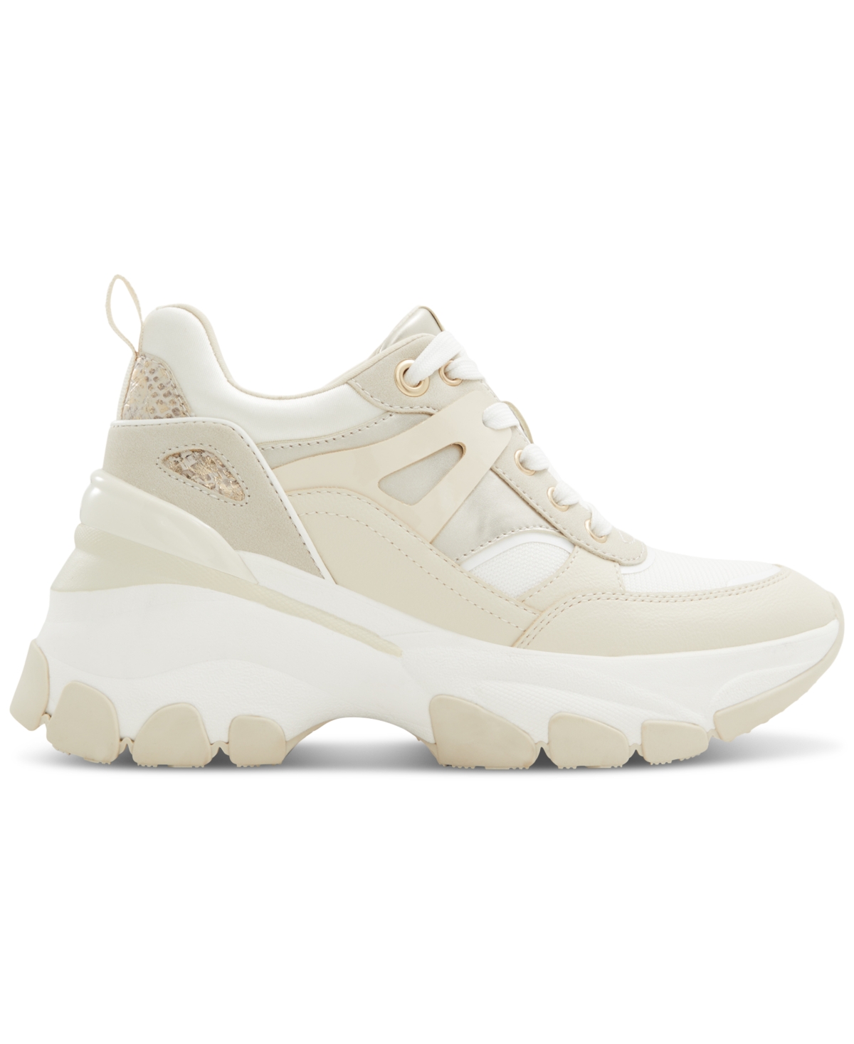 Aldo Women's Griedia Mixed-Media Platform Wedge Sneakers -Cognac