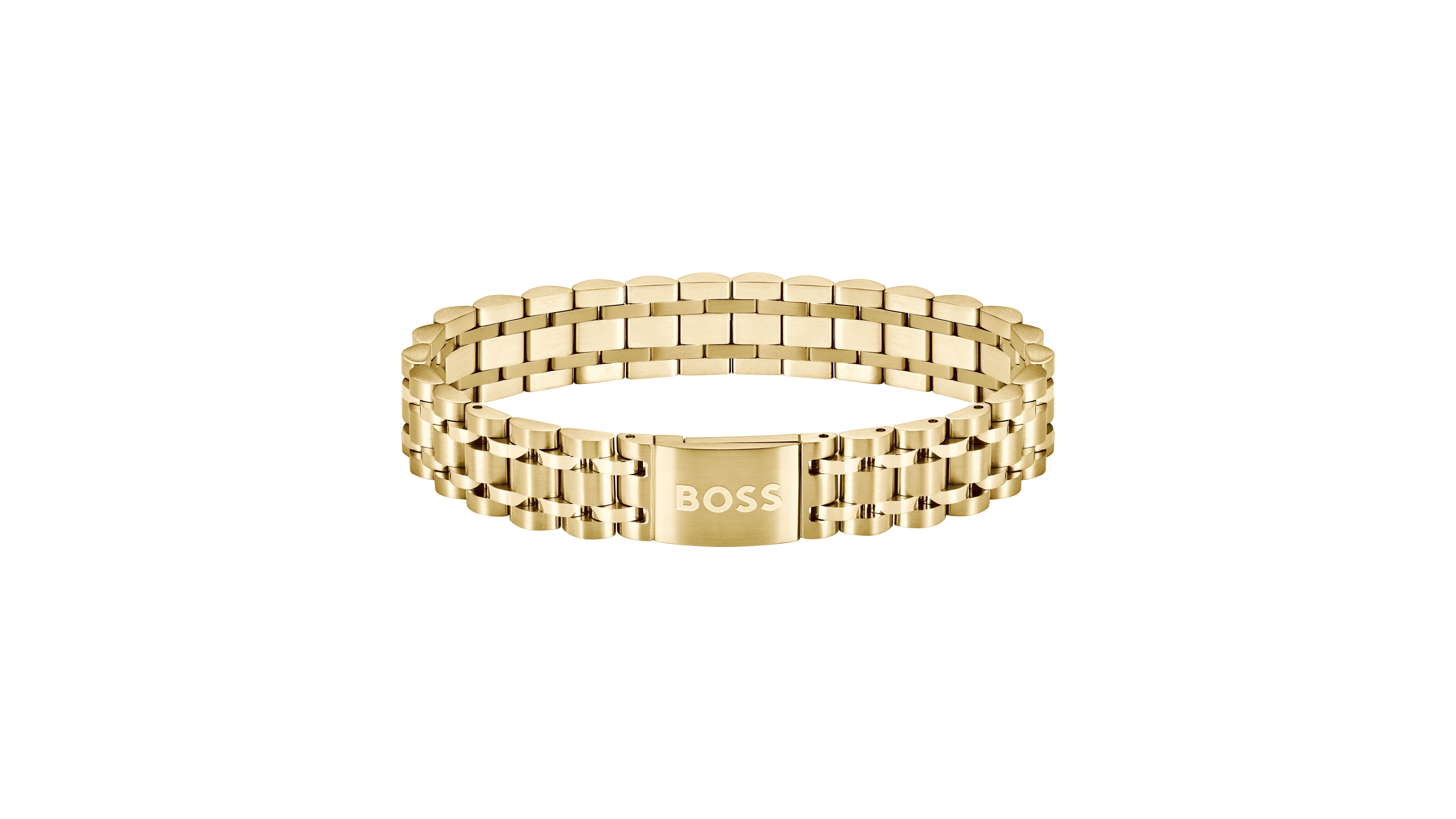 Hugo Boss Men's Owan Ionic Plated Thin Gold Steel Bracelet
