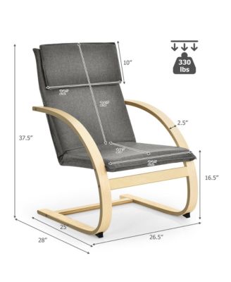 Set of 2 Bentwood Lounge Chair Fabric Upholstered Accent Leisure Armchair Gray