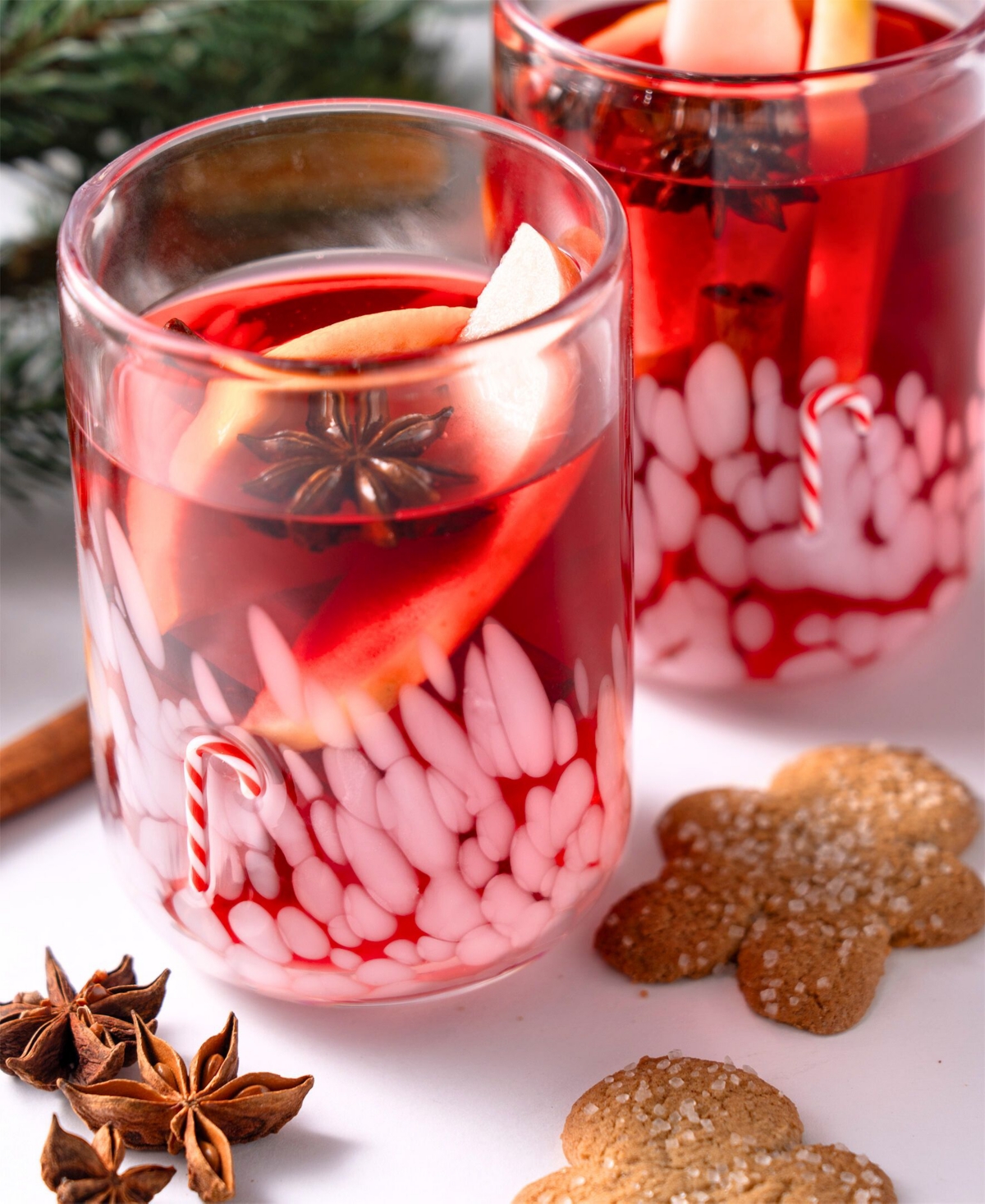 Godinger Candy Cane Double Old Fashioned Glasses, Set Of 2 In White
