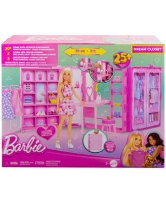 Dream Closet Toy Playset with Fashion Doll, Clothes, Accessories, 3-ft-Wide with 25+ Pieces