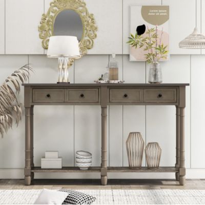 Simplie Fun Console Table Sofa Table Easy Assembly With Two Storage Drawers And Bottom Shelf