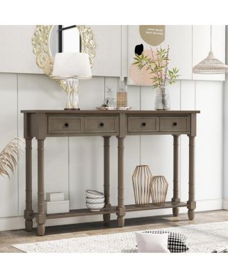 Simplie Fun Console Table Sofa Table Easy Assembly With Two Storage Drawers And Bottom Shelf