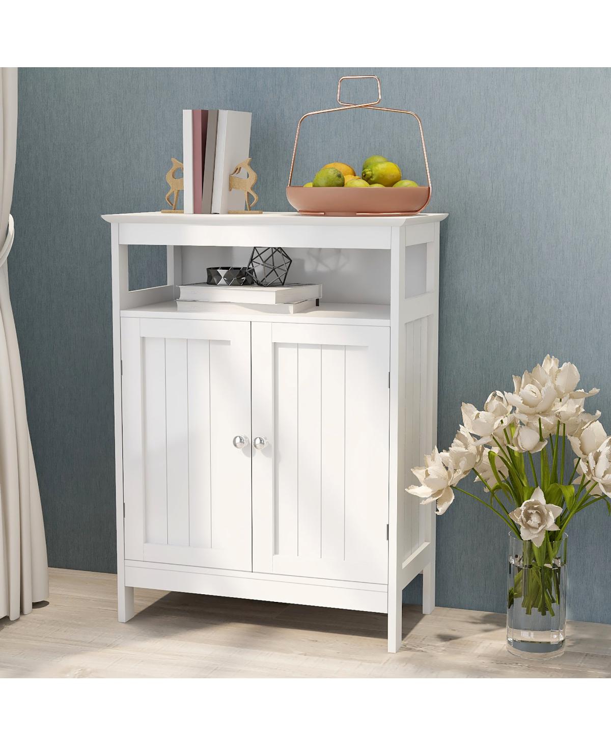 Streamdale Furniture Bathroom Standing Storage With Double Shutter Doors Cabinet