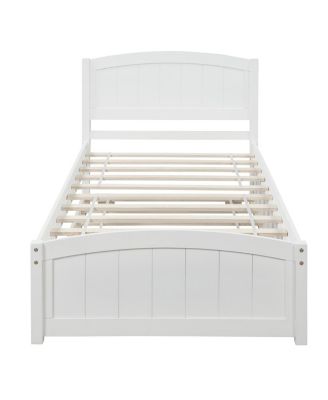 Twin Size Wooden Platform Bed With Trundle