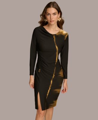 Donna Karan New York Women's Printed Cowlneck Side-Ruched
