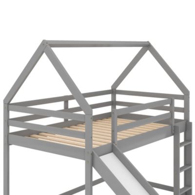 Streamdale Twin Size Bunk House Bed With Slide And Ladder
