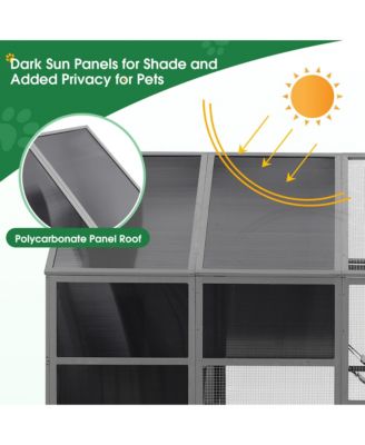 Spacious Outdoor Cat Enclosure with UV Protection and Play Areas