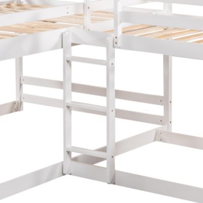 Streamdale Full And Twin Size L-Shaped Bunk Bed With Slide And Short Ladder