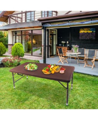 4FT Folding Rattan Table, Portable & Durable