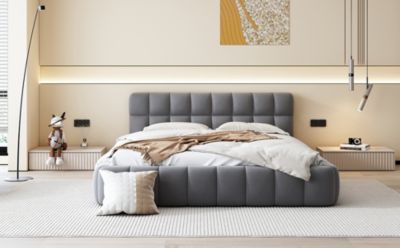 Queen Fabric Upholstered Platform Bed