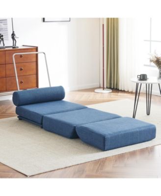 Foldable Sofa Bed with Pillow, Portable, Breathable Linen