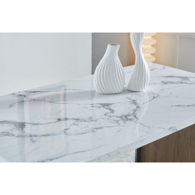 Elegant Walnut MDF Dining Table for 6-8