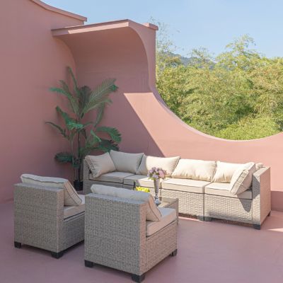 Streamdale 7-Piece Patio Set Water-Resistant Cushions, Modular Design