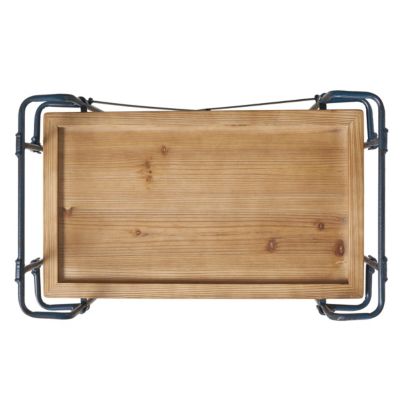 Streamdale Rustic Firwood Bar Cart with Iron Wheels