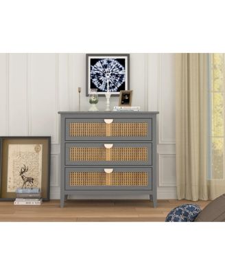 3-Drawer Rattan Cabinet