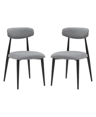 Modern Dining Chairs Set Of 2, Curved Backrest Round Upholstered And Metal Frame