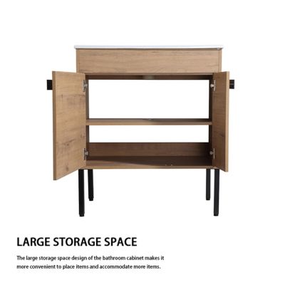 1Pc Silent-Closing Doors &amp; Adjustable Shelf Dual-Purpose Bathroom Vanity Cabinet