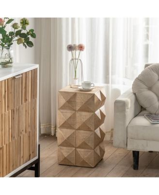 Retro Coffee Table with 3D Embossing (23.62")