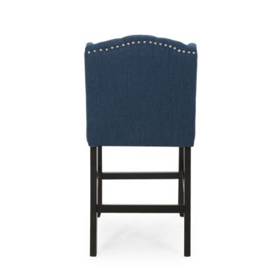 Luxurious Button-Tufted Teal Counter Stools with Wingback Design