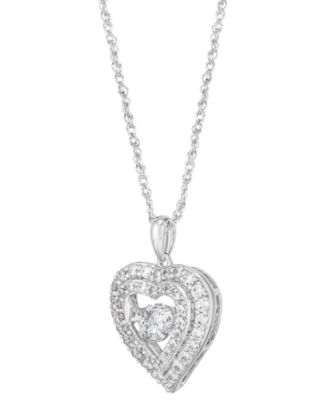 Lab Grown Diamond Double Heart Halo Pendant Necklace (1-1/4 ct. t.w.) in 14k White Gold, 16" +2" extender