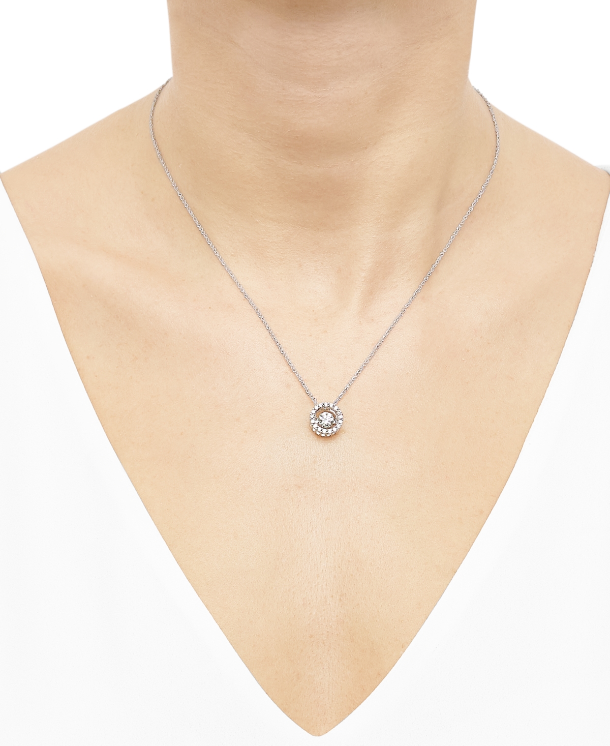 Grown With Love Lab Grown Diamond Openwork Halo Pendant Necklace (3/4 Ct. T.w.) In 14k White Gold, 16" +2" Extender In White Gold