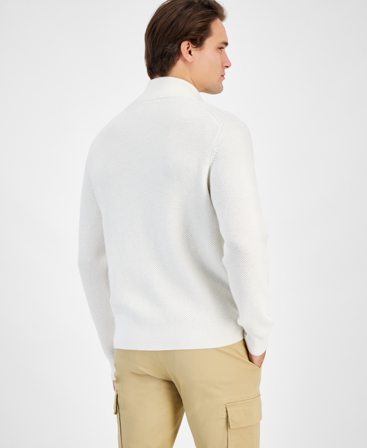 Michael Kors Men's Modern-Fit Honeycomb-Knit Full-Zip Cardigan