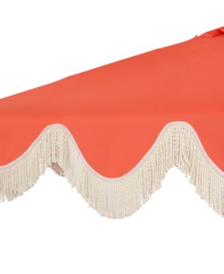 9ft Tassel Market Patio Umbrella Auto-Tilt, Crank, Wind Vent UV Protection