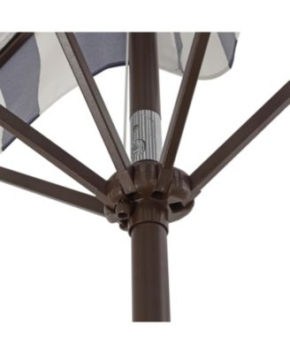 9ft Half Market Umbrella, Scalloped Fringe, Crank, Button Tilt, UV Protection