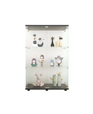 Black 3-Shelf Glass Display Cabinet, 49.3" x 31.7" x 14.3